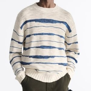 ZARA KNIT SWEATER WITH IRREGULAR STRIPES. NEW. LARGE.